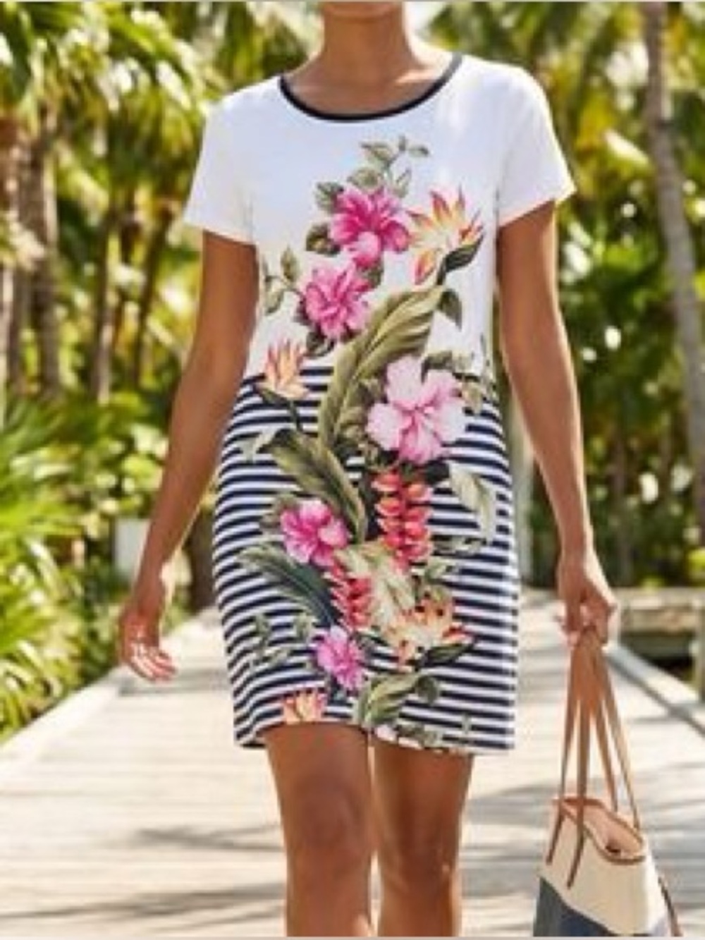 Tommy Bahama Kahuna Nautical Charm Tropical T Shirt Dress